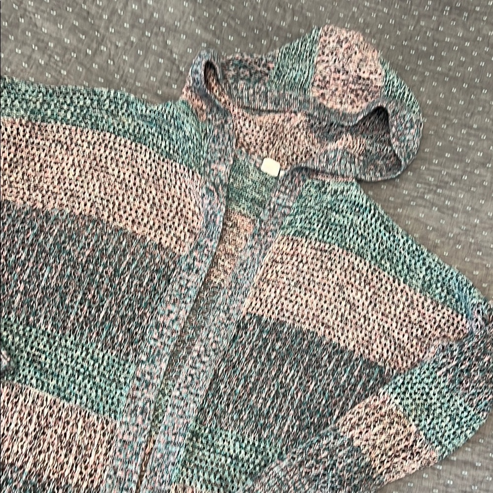 GAP XL Striped Knit Hood Cardigan Crochet loose Long Pink Teal Blue purple
